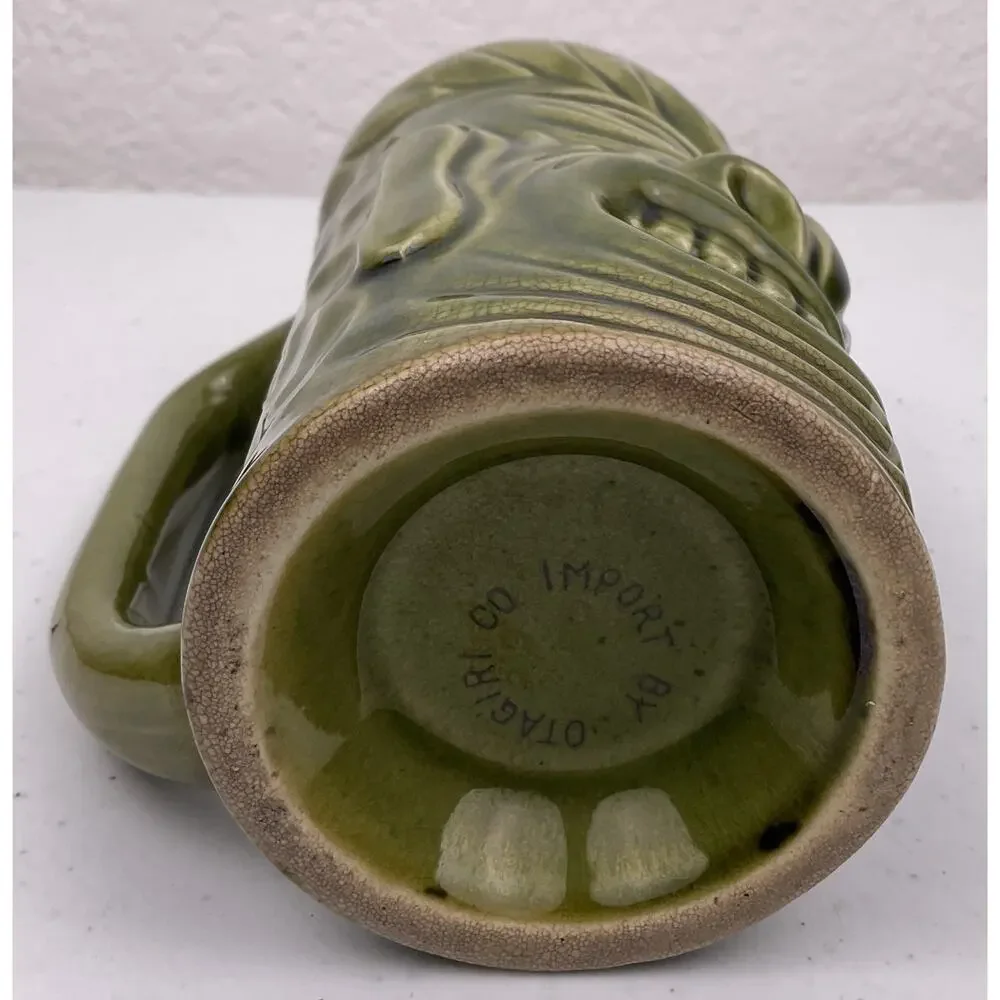 VTG OtagiriGreen Tiki Mug Ceramic Polynesian Coconut Cup Barware Imported